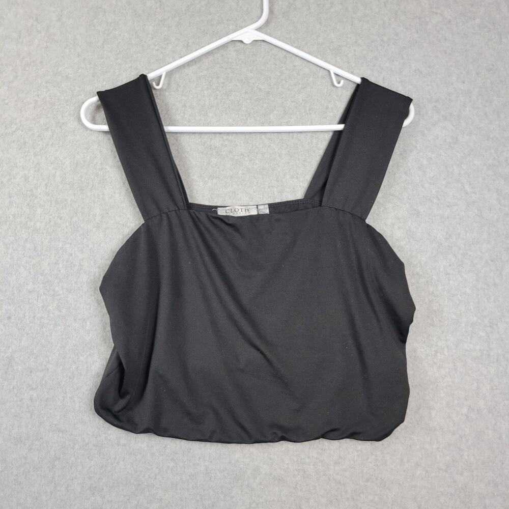 Cloth By Design Black Sleeveless Crop Wide Strap Stretch Tank Women's XL Stretch